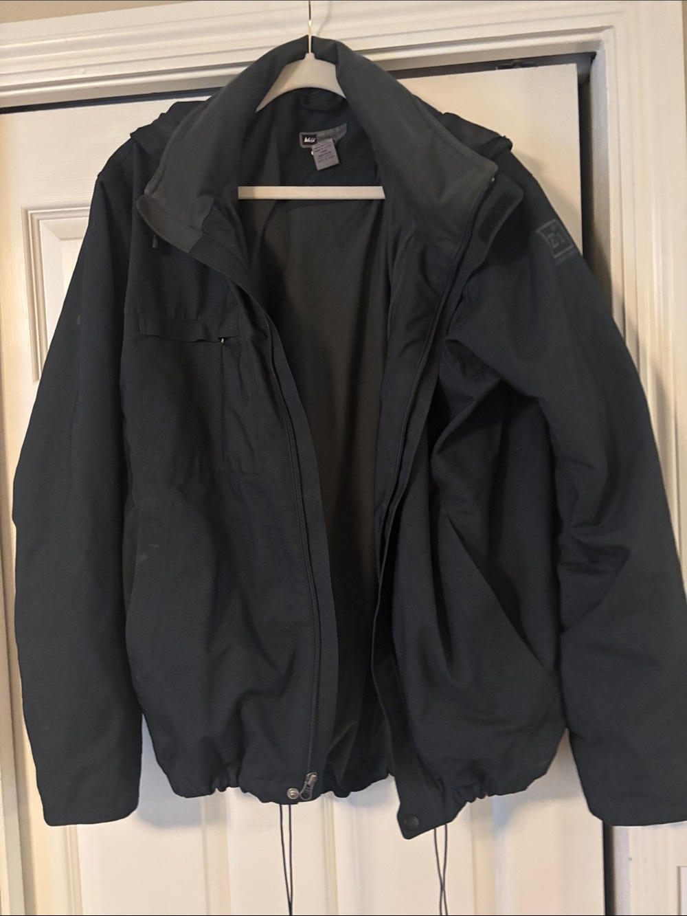 REI Men's Navy Windbreaker Jacket with High Collar